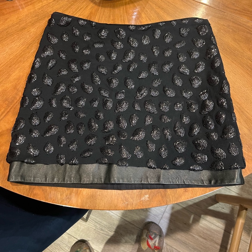 Diane Von Furstenberg Black Textured Mini Skirt